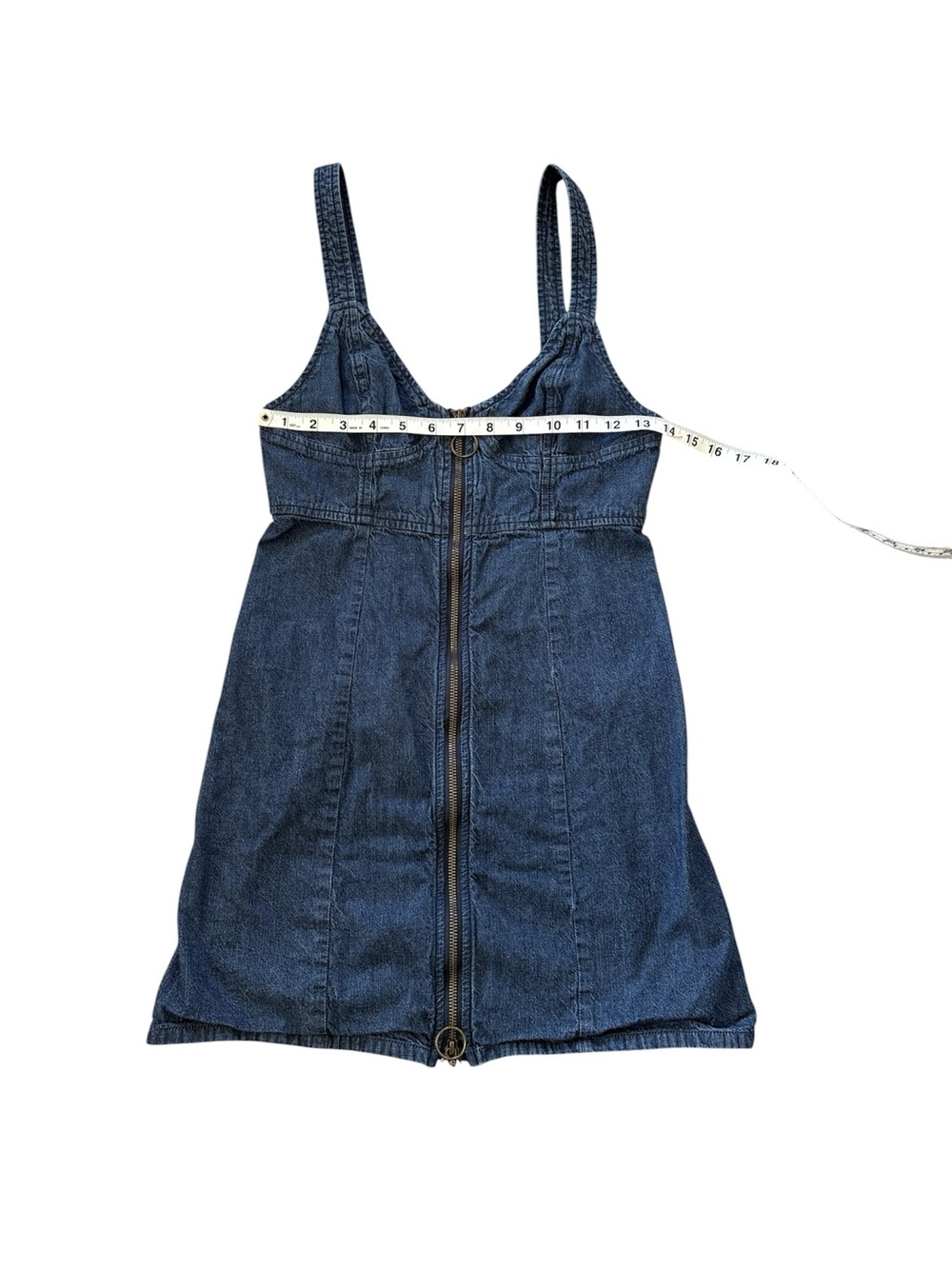 Free People Marjorie Denim Zip Front Mini Dress Size 2 - Picture 8 of 8